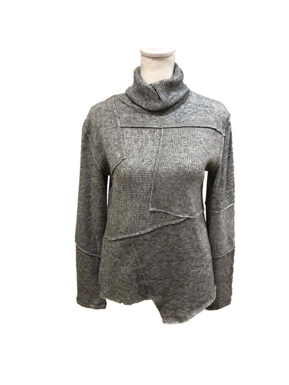 J.O.A Los Angeles size L monochromatic gray patchwork turtleneck sweater neutral
